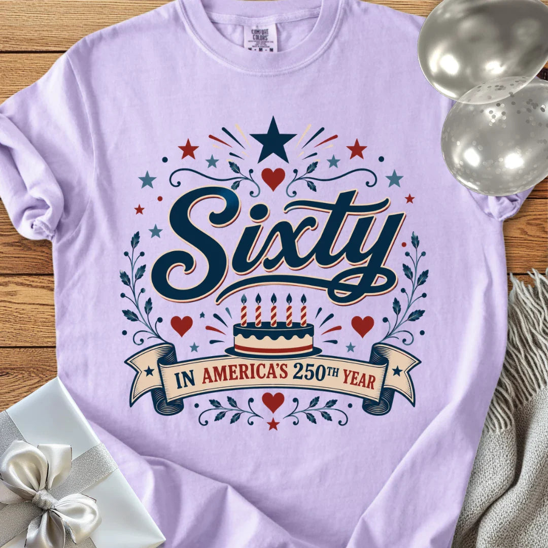 Sixty in America’s 250th Year - Premium America 250 Birthday T-Shirt