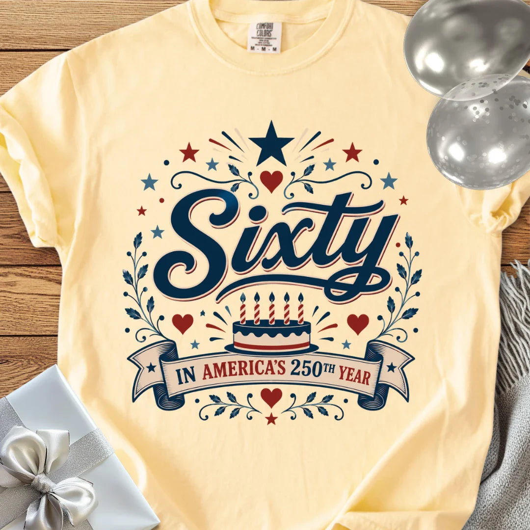 Sixty in America’s 250th Year - Premium America 250 Birthday T-Shirt