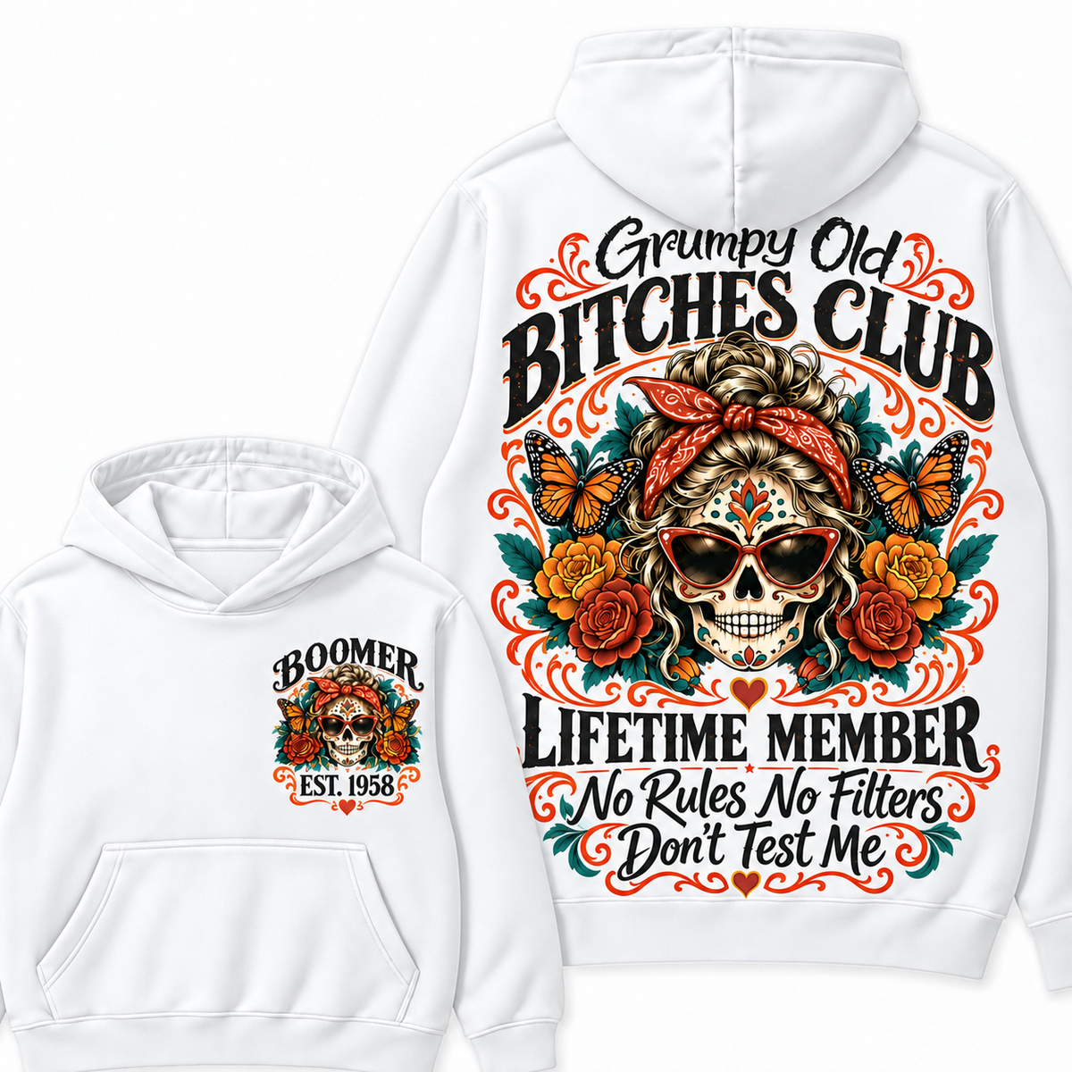 Custom Your Year Grumpy Old Bitches Club Lifetime Member Don't Try Me Hoodies