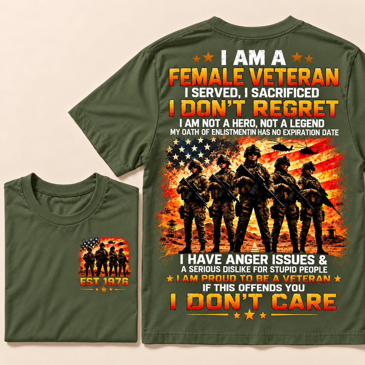 I Am A Female Veteran I Served, I Sacrificed I Don't Regret I Am Not A Hero, Not A Legend Custom Year T-shirt