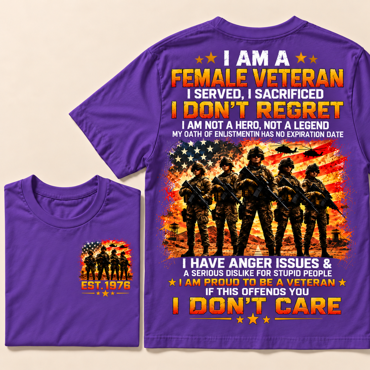 I Am A Female Veteran I Served, I Sacrificed I Don't Regret I Am Not A Hero, Not A Legend Custom Year T-shirt