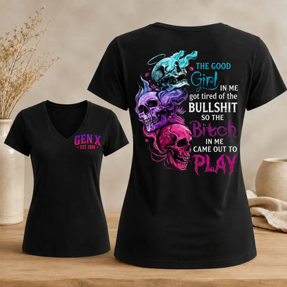 Good Girl Gone Bad – Custom EST. Year Gen X Women's V-Neck Tee