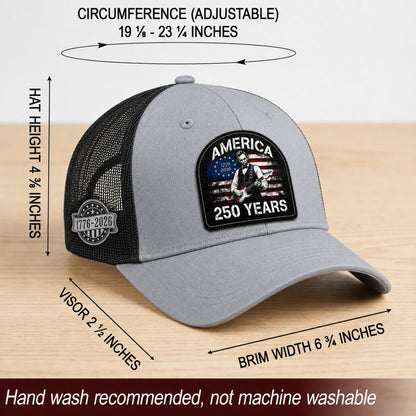 Lincoln Guitar Patch Patriotic Trucker Cap - Premium Mesh Back Hat for USA Anniversary 1776-2026