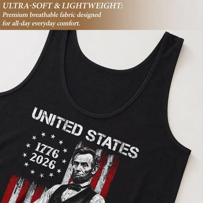Tank Top Women America 250 Years 1776-2026 Abraham Lincoln Guitar Patriotic Sleeveless