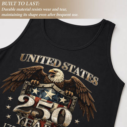 United States 1776-2026 Men Tank Top Patriotic 250 Years Bald Eagle American Flag Shield Shirt