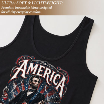 Lincoln Women Tank Top 250 Years of Liberty Patriotic USA Rock Guitarist History Shirt