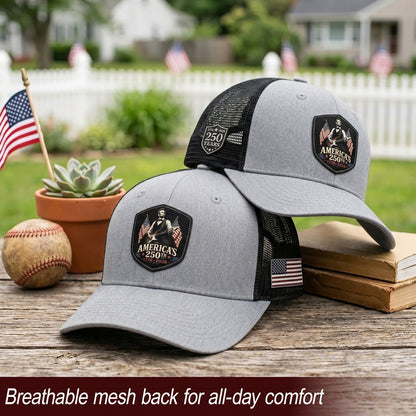 Leather Patch Hat Abraham Lincoln Guitar Flag Cap Patriotic 1776-2026 Anniversary Gift