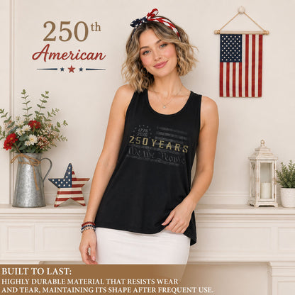 We The People 250 Years Tank Top Women 1776-2026 Vintage Patriotic US Flag Shirt