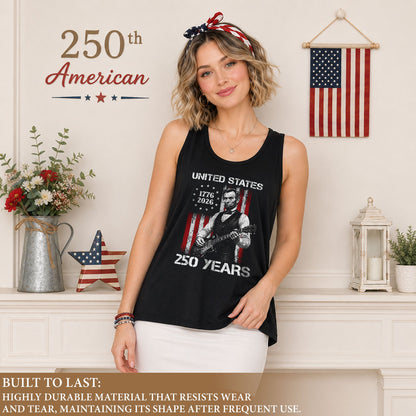 Tank Top Women America 250 Years 1776-2026 Abraham Lincoln Guitar Patriotic Sleeveless
