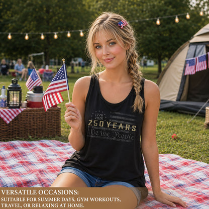 We The People 250 Years Tank Top Women 1776-2026 Vintage Patriotic US Flag Shirt