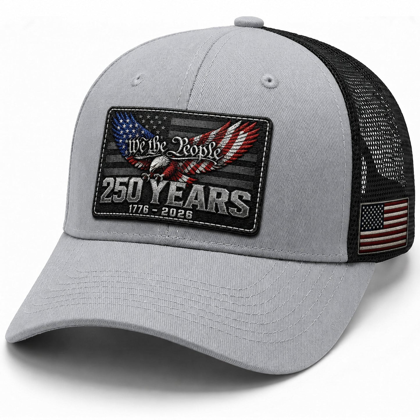 We The People 250 Years Hat - US Patriotic 1776-2026 American Flag Mesh Trucker Cap