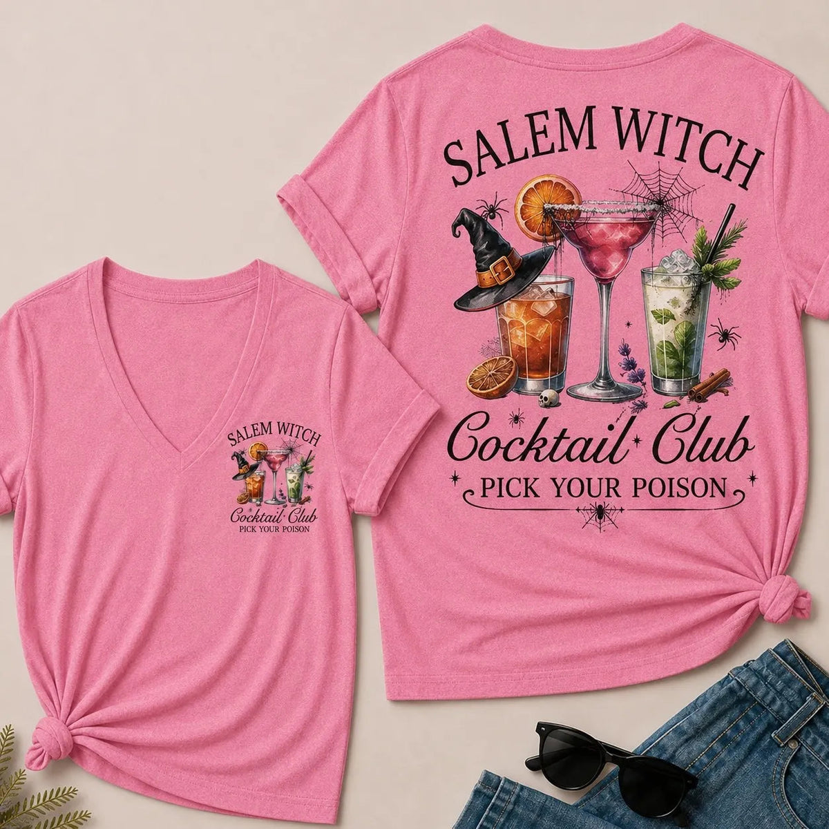 Salem Witch Cocktail Club – Pick Your Poison V-Neck Tee
