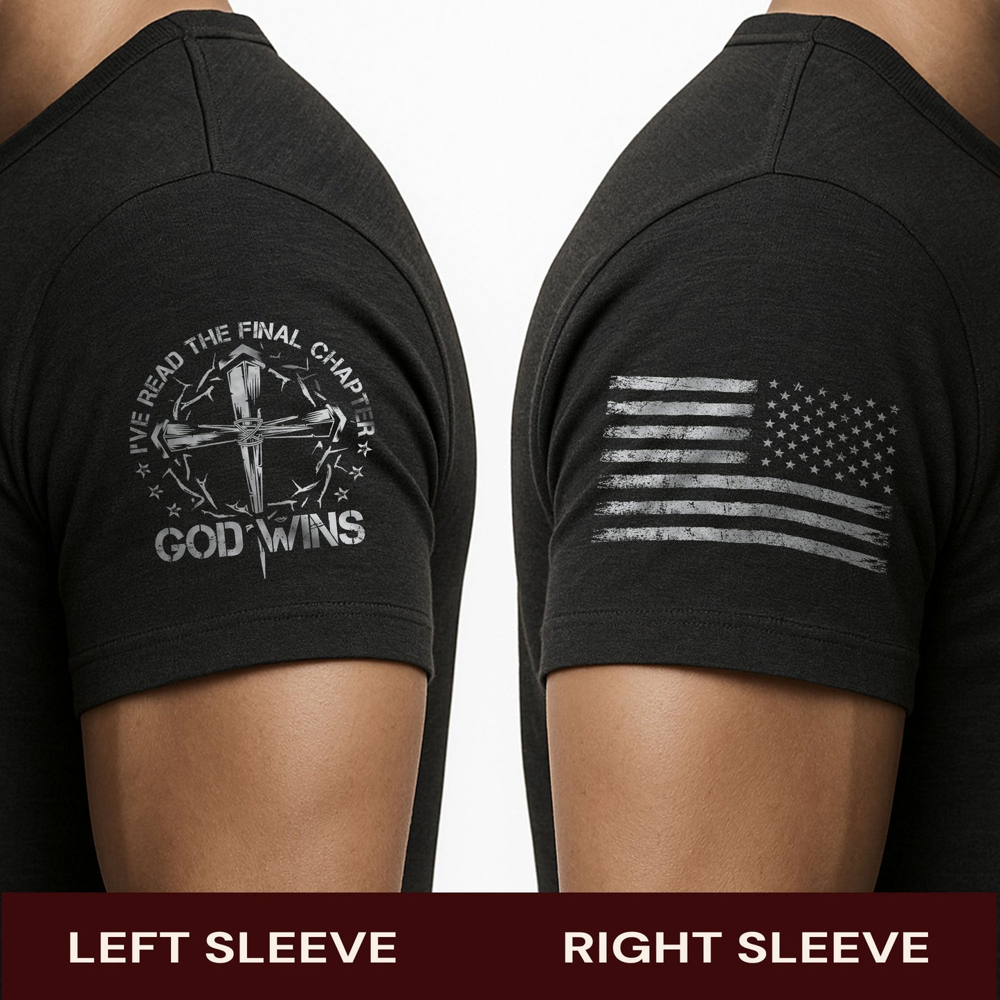 God Wins Christian American Flag Cross T-shirt