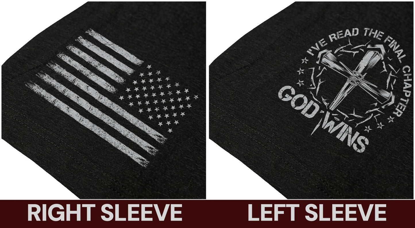 God Wins Christian American Flag Cross T-shirt