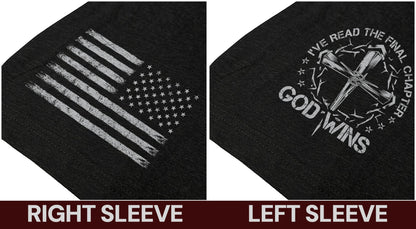 God Wins Christian American Flag Cross T-shirt