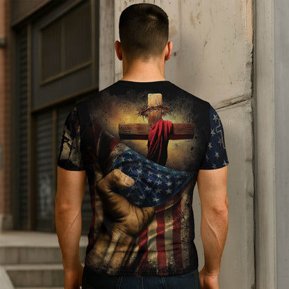 FAITH OVER FEAR | Psalms 118:6 Cross & Crown Patriotic Tee