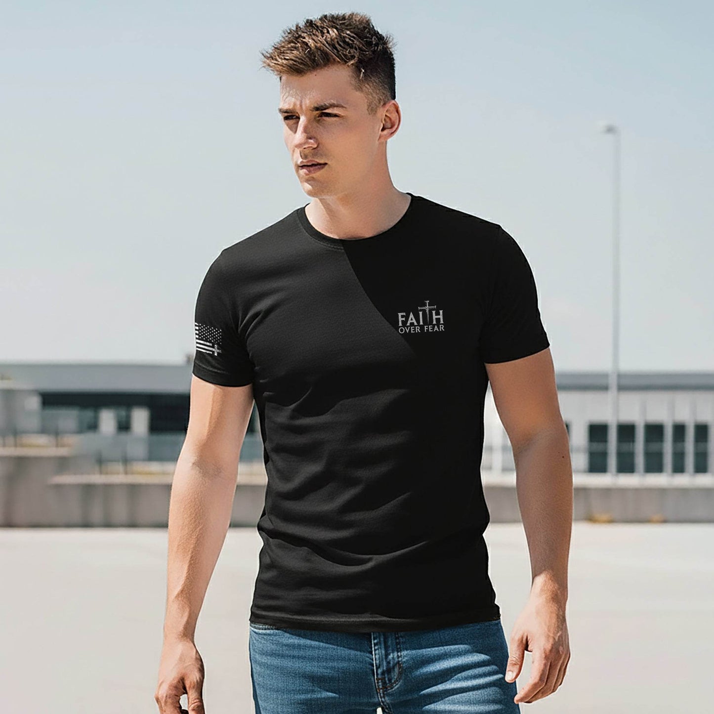 Faith Over Fear Cross Crown of Thorns Christian T-Shirt