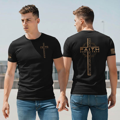 Faith Over Fear Cross with Crown of Thorns Scripture T-Shirt