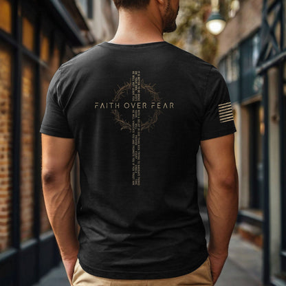 Modern Christian Faith Over Fear Message T-Shirt