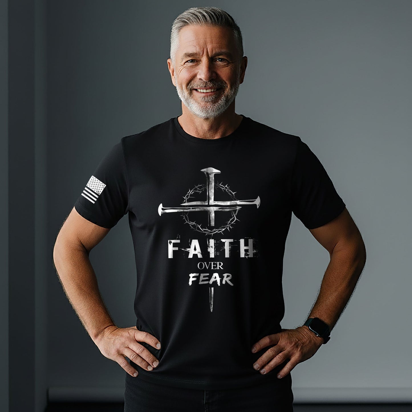 Faith Over Fear Christian Nail Cross Crown Thorns Religious Shirt