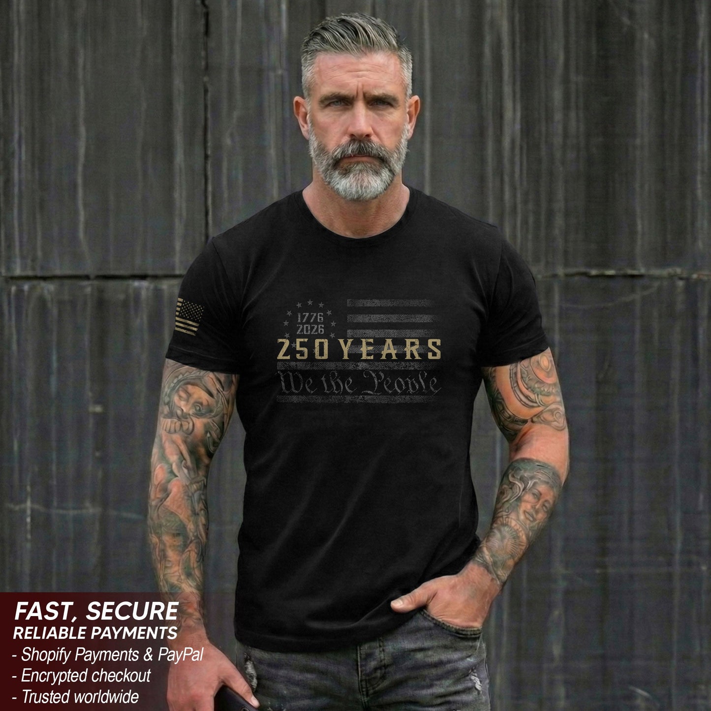 250 Years American Freedom T-Shirt – Minimal USA Flag 1776–2026 Tee