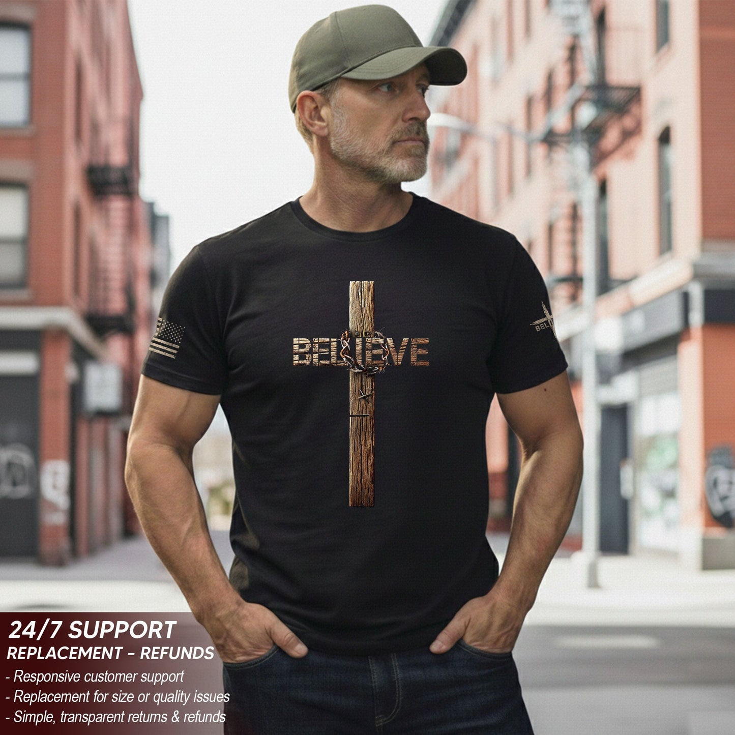 Believe Cross Crown Of Thorns Christian T-shirt