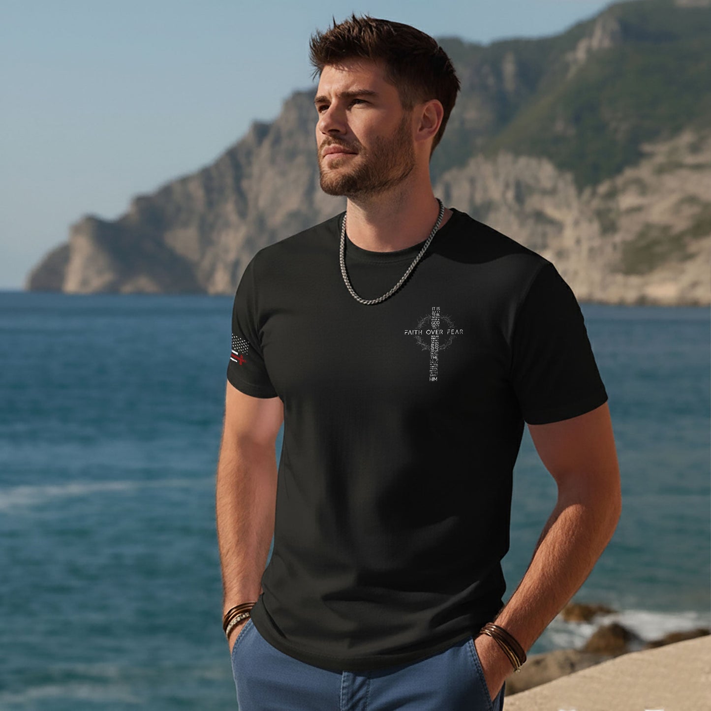 Faith Over Fear Christian Cross T-Shirt