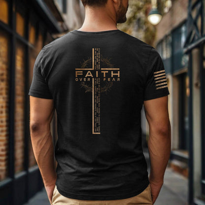 Faith Over Fear Cross with Crown of Thorns Scripture T-Shirt