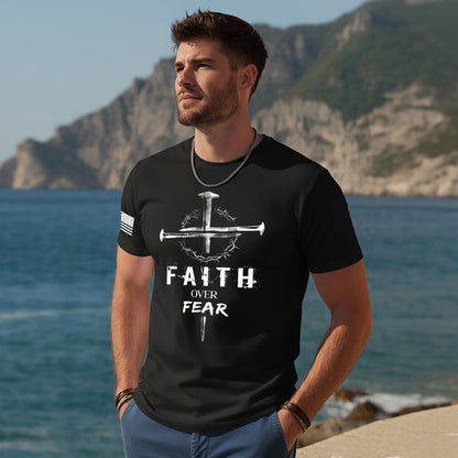 Faith Over Fear Christian Nail Cross Crown Thorns Religious Shirt