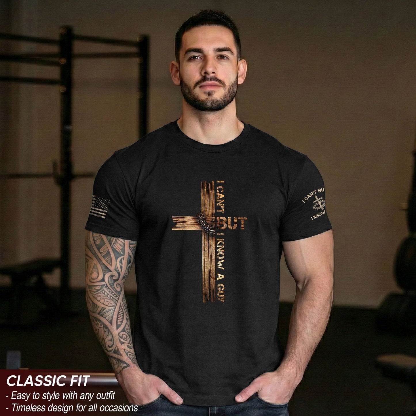 I Can’t But I Know a Guy T-Shirt – Bold Christian Cross Shirt for Men
