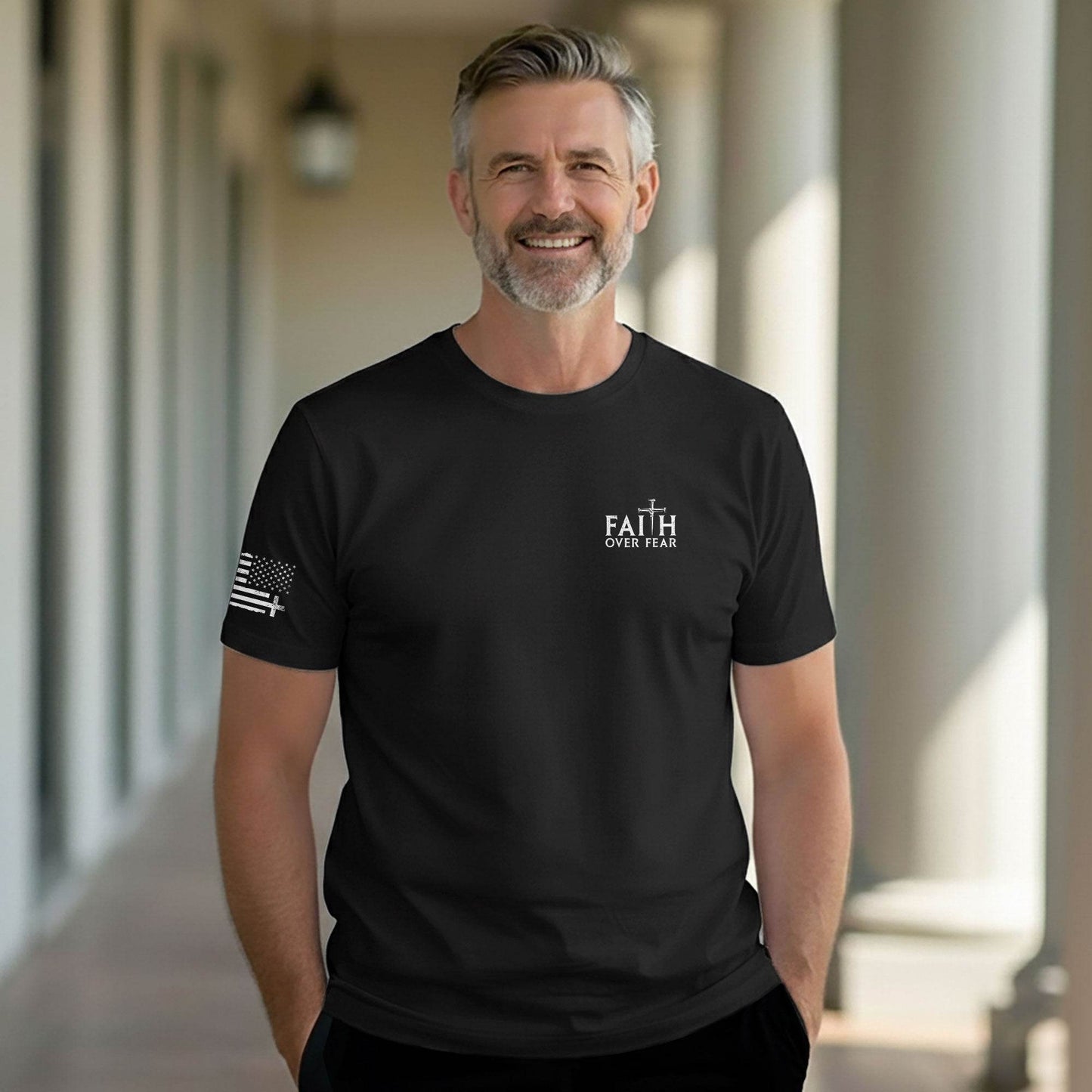 Faith Over Fear Cross Crown of Thorns Christian T-Shirt
