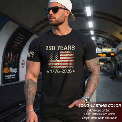 250 Years American Independence T-Shirt 1776–2026 – Vintage USA Flag Patriotic Shirt