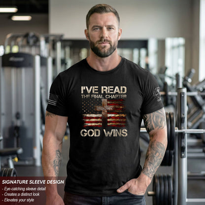 God Wins Christian American Flag Cross T-shirt