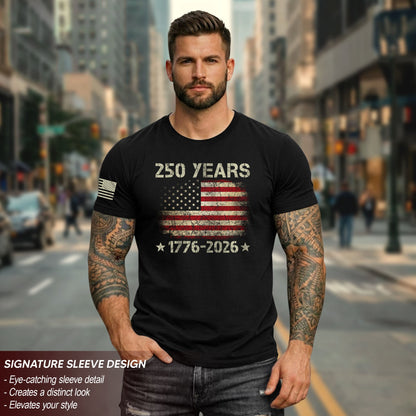 250 Years American Independence T-Shirt 1776–2026 – Vintage USA Flag Patriotic Shirt