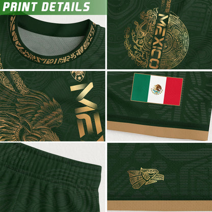 Mexico Green Gold Eagle Aztec Heritage Soccer Jersey