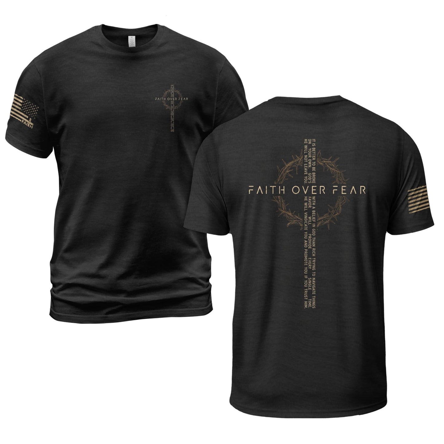 Modern Christian Faith Over Fear Message T-Shirt
