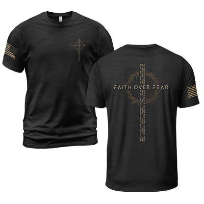 Modern Christian Faith Over Fear Message T-Shirt