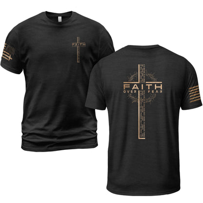 Faith Over Fear Cross with Crown of Thorns Scripture T-Shirt