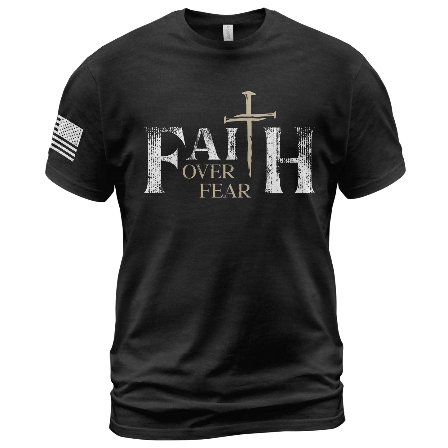 Faith Over Fear Christian Nail Cross Patriotic Religious Shirt