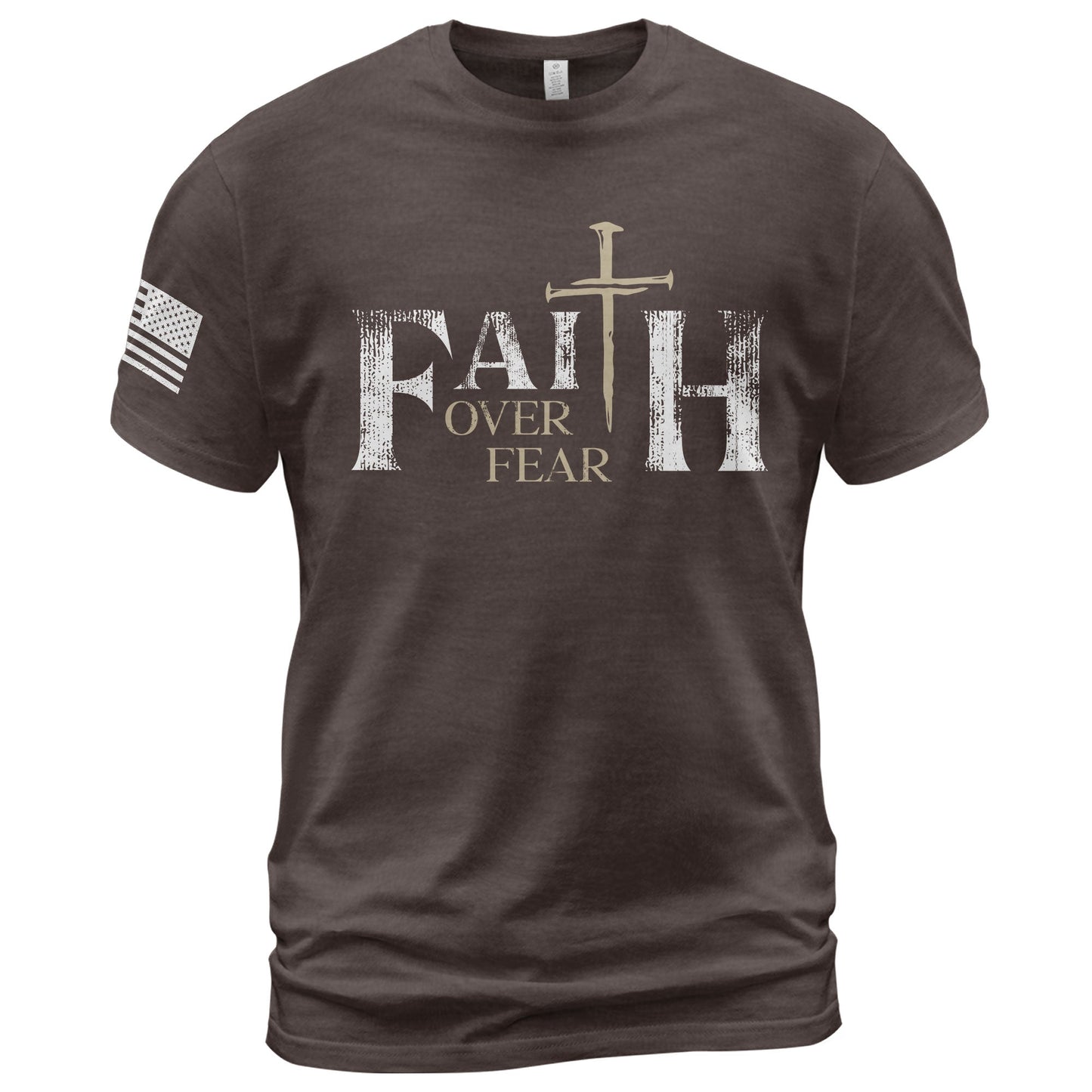 Faith Over Fear Christian Nail Cross Patriotic Religious Shirt