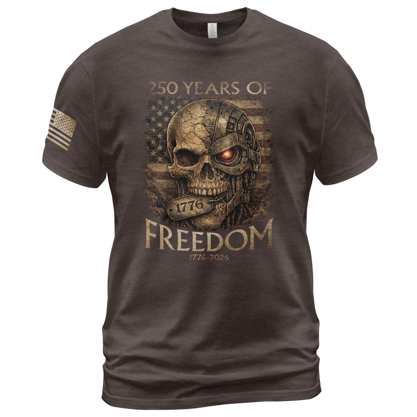 USA 250th Anniversary 250 Years Shirt 1776-2026 Mental Strength Freedom Cyborg Skull Patriotic Mens