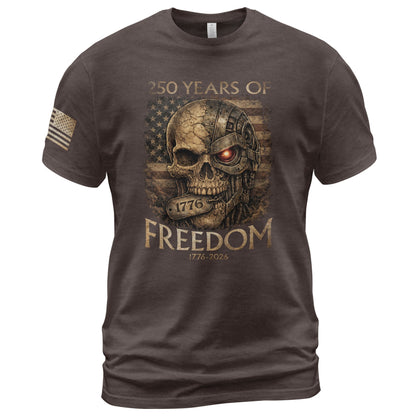 USA 250th Anniversary 250 Years Shirt 1776-2026 Mental Strength Freedom Cyborg Skull Patriotic Mens