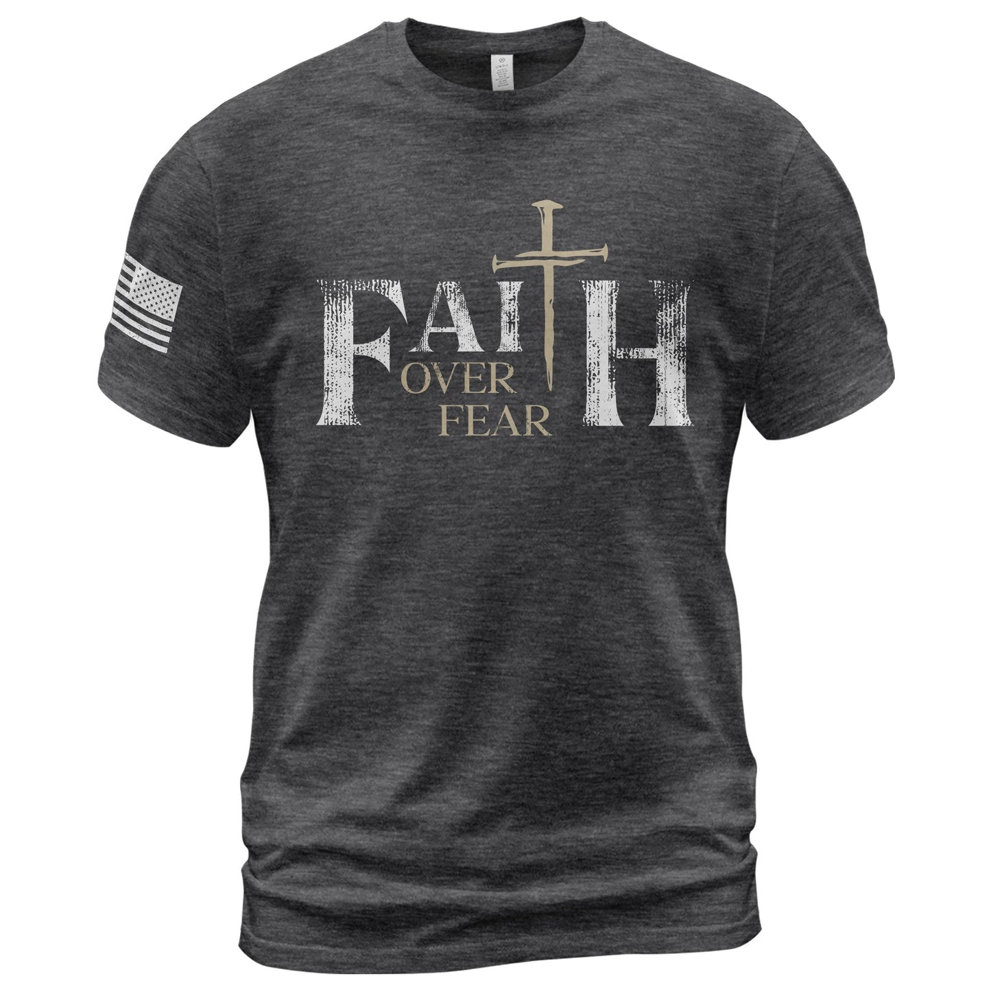 Faith Over Fear Christian Nail Cross Patriotic Religious Shirt