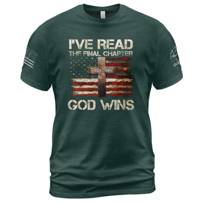 God Wins Christian American Flag Cross T-shirt