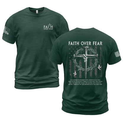 Faith Over Fear Cross Crown of Thorns Christian T-Shirt