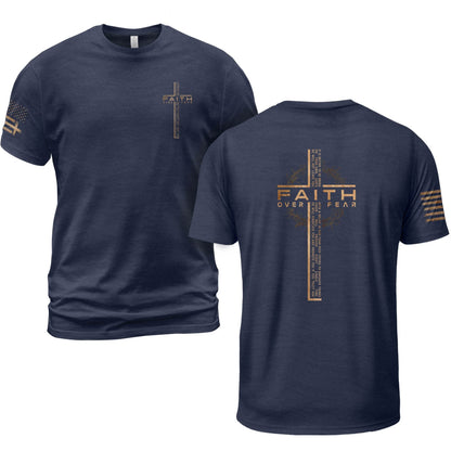 Faith Over Fear Cross with Crown of Thorns Scripture T-Shirt